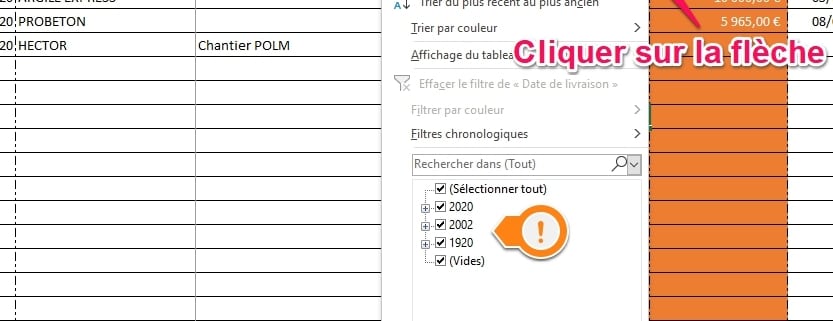 utiliser les filtres sur Excel pour controler les erreurs de saisies