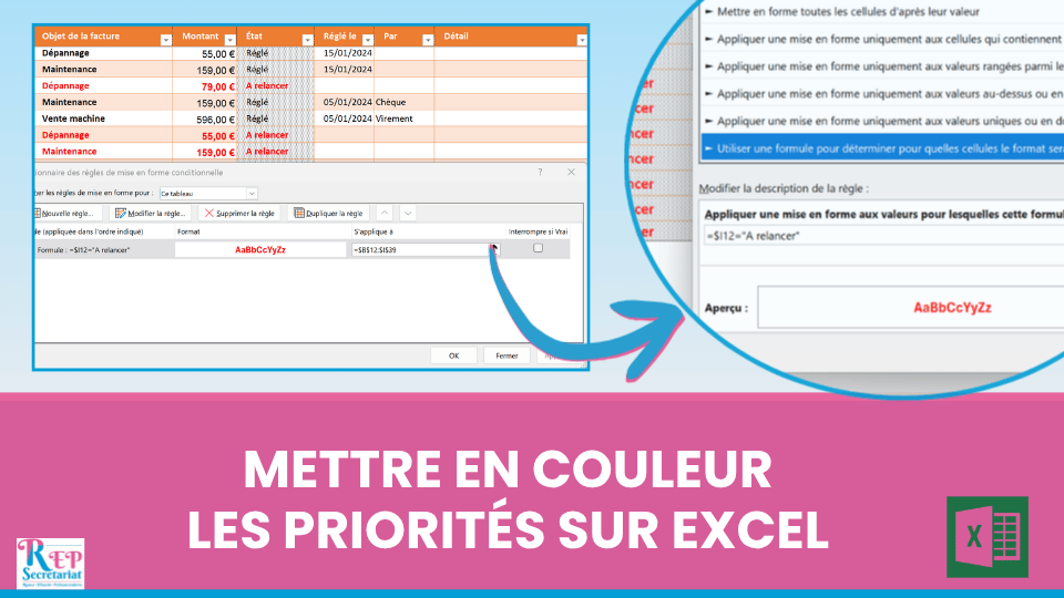 mise en couleur d'une ligne sur excel