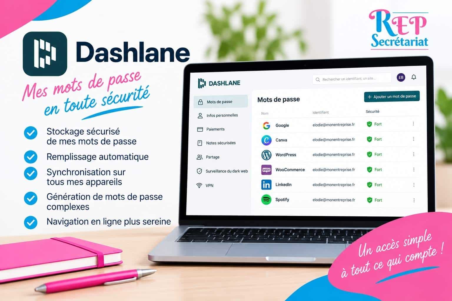 Dashlane gere mes mots de passe et mes identifiants Dashlane gere mes mots de passe et mes identifiants