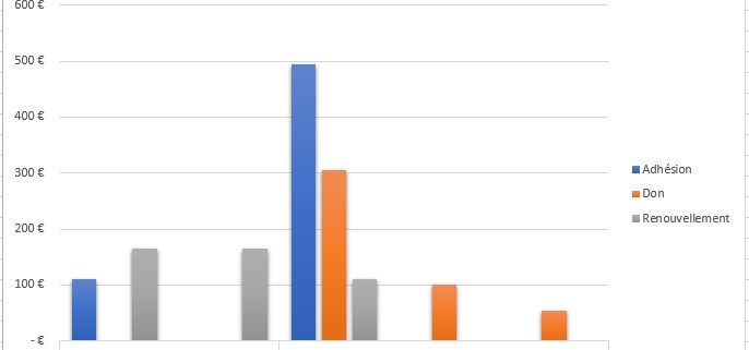Graphique Excel pour la gestion d'une association