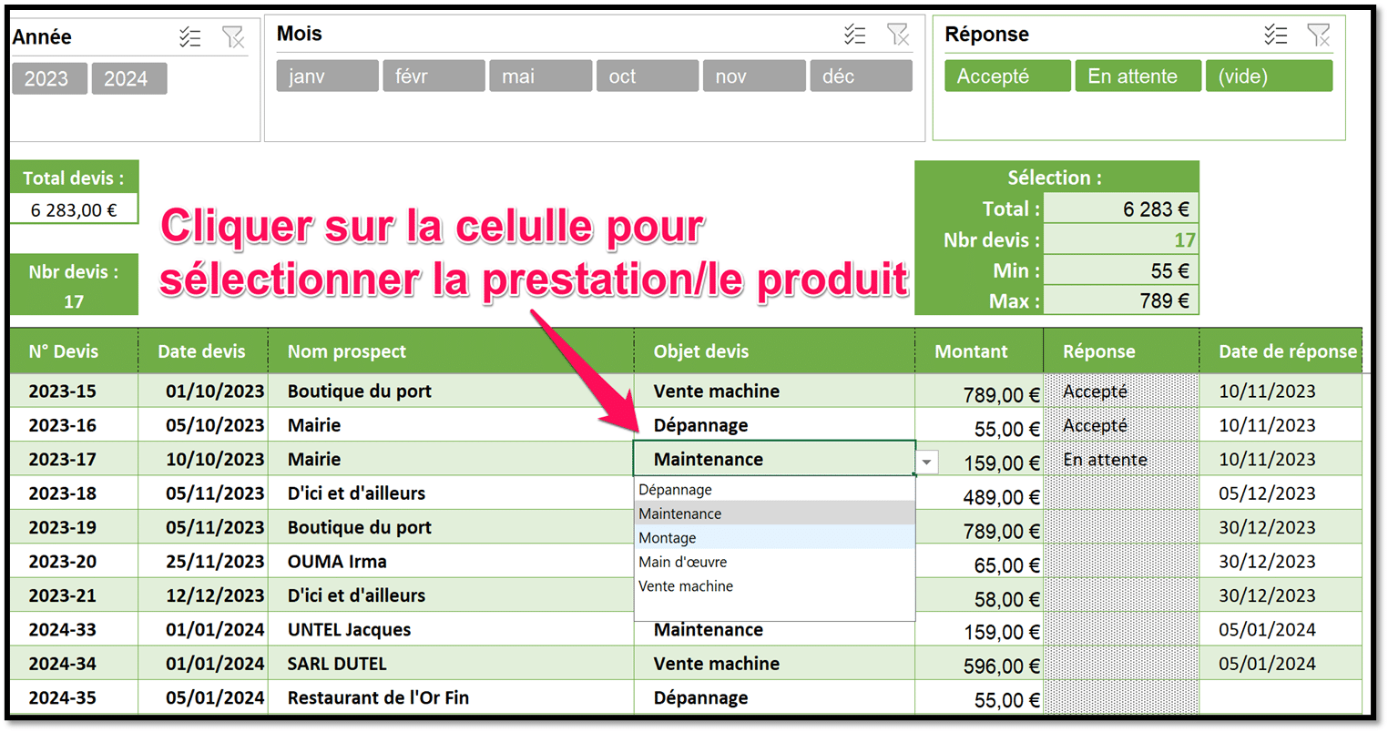 Chrono devis a télécharger sur Excel