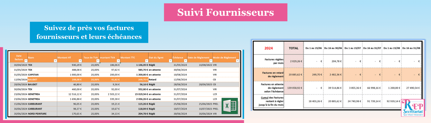 suivi des factures fournisseurs sur excel