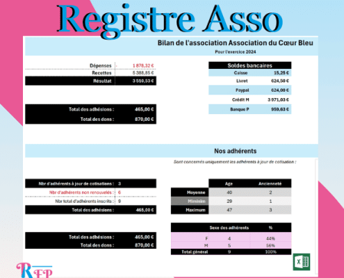 Registre Asso sur Excel