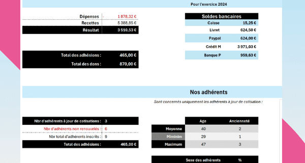 Registre Asso sur Excel