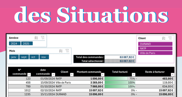 Suivi des Situations sur Excel