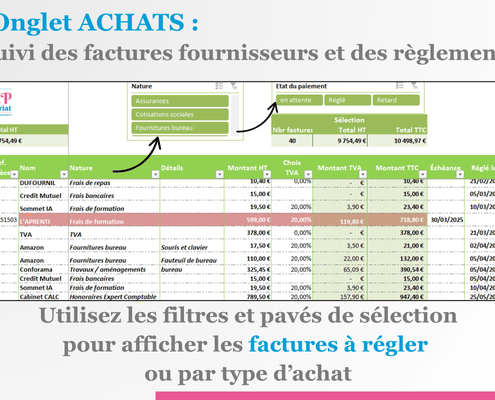 Pack Treso V2 - Achats suivre ses dépenses gratuitement sur excel