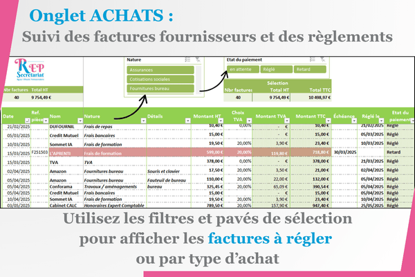Pack Treso V2 - Achats suivre ses dépenses gratuitement sur excel