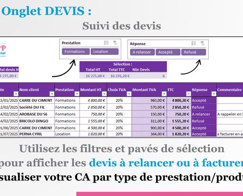 Pack Treso V2 - Devis faire ses devis sur Excel