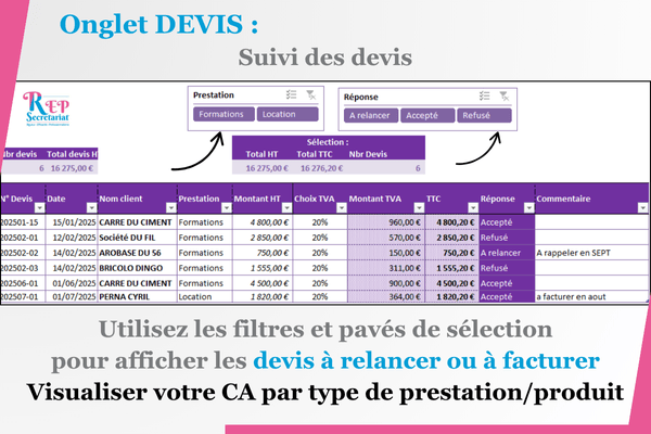Pack Treso V2 - Devis faire ses devis sur Excel