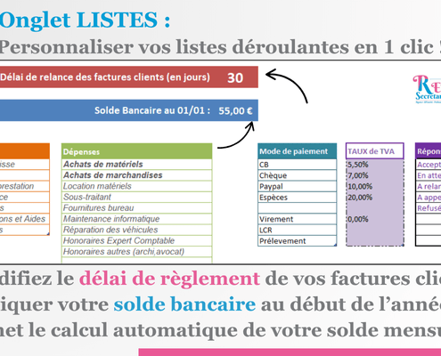 Pack Treso V2 - Listes personnaliser son Pack Treso sur Excel