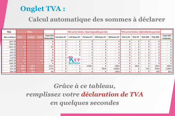 Pack Treso V2 - TVA faire sa déclaration TVA sur Excel